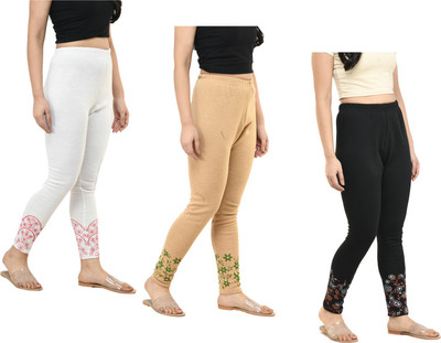 KAVYA Ankle Length  Western Wear Legging(White, Beige, Black, Solid)