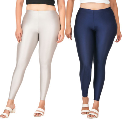 LoveiT Ankle Length Western Wear Legging(Silver, Dark Blue, Solid)