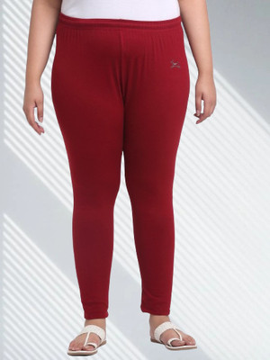 Trend Level Ankle Length Western Wear Legging(Maroon, Solid)