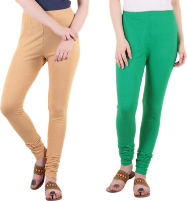 DIAZ Churidar Length Ethnic Wear Legging(Green, Beige, Solid)