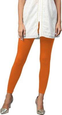 Kapok Gold Ankle Length  Ethnic Wear Legging(Orange, Solid)