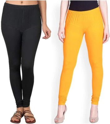 Sana Churidar  Western Wear Legging(Yellow, Solid)