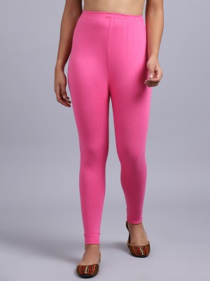 Bamboo Breeze Ankle Length Western Wear Legging(Pink, Solid)