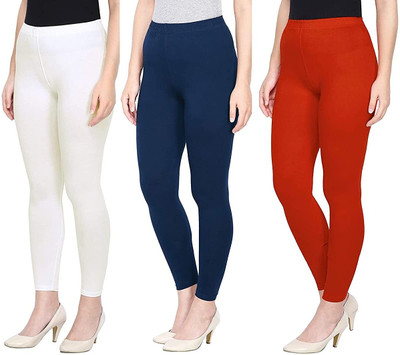 Aaru Collection Ankle Length  Western Wear Legging(White, Dark Blue, Red, Solid)