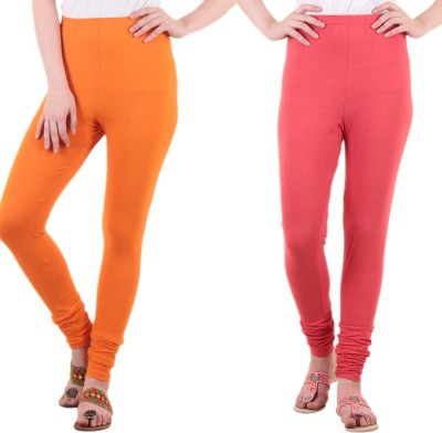 DIAZ Ankle Length Ethnic Wear Legging(Pink, Orange, Solid)