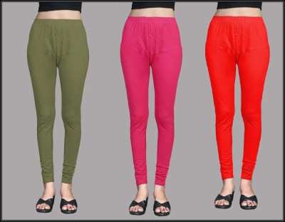 GN SPORTS Churidar  Western Wear Legging(Green, Pink, Red, Solid)