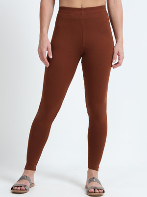 SOFLY Ankle Length  Western Wear Legging(Brown, Solid)