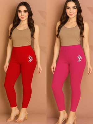 KK YARA Ankle Length  Ethnic Wear Legging(Pink, Red, Solid)