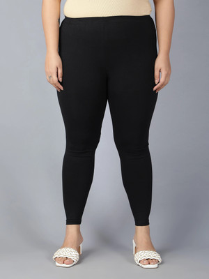Plus Size Ankle Length Ethnic Wear Legging(Black, Solid)
