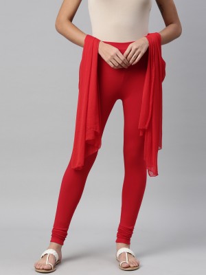 TWIN BIRDS Churidar Length Western Wear Legging(Red, Solid)