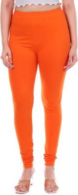 tpf Churidar Length Western Wear Legging(Orange, Solid)
