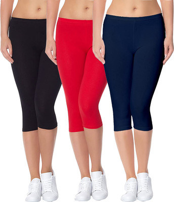 D'CLOTHZ 3/4th/Calf Length Western Wear Legging(Black, Red, Dark Blue, Solid)