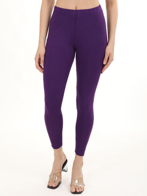 FLY BIRDS Ankle Length Western Wear Legging(Purple, Solid)