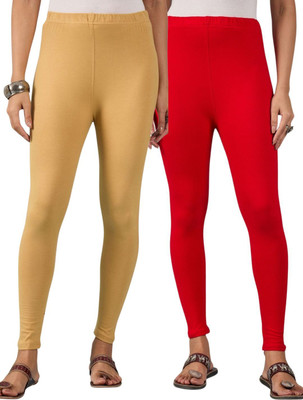DIMPY GARMENTS Ankle Length Western Wear Legging(Red, Beige, Solid)