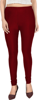 Phase of Trend Churidar Length Western Wear Legging(Maroon, Solid)