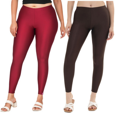 LoveiT Ankle Length Western Wear Legging(Maroon, Brown, Solid)