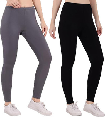 adibaba Ankle Length  Western Wear Legging(Grey, Black, Solid)