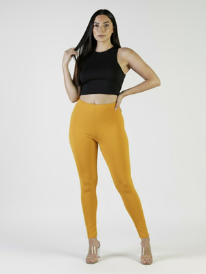 Plus Size Ankle Length  Ethnic Wear Legging(Yellow, Solid)