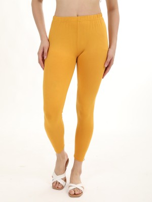 FLY BIRDS Ankle Length Western Wear Legging(Yellow, Solid)