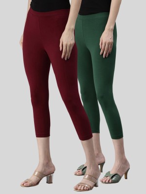 Kryptic Mid-Calf Length  Western Wear Legging(Maroon, Green, Solid)