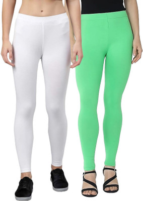 Rocksy Ankle Length Western Wear Legging(White, Light Green, Solid)