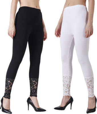 aakrushi Ankle Length  Ethnic Wear Legging(Black, Solid)