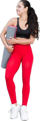 GOLDEN the ROSE Ankle Length  Western Wear Legging(Red, Solid)