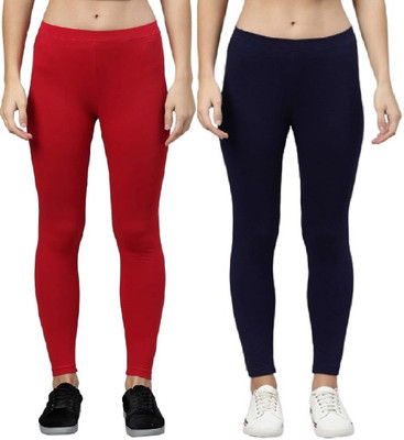 ZAYANQA Ankle Length Western Wear Legging(Red, Dark Blue, Solid)