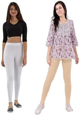 Shubh Shagun Ankle Length Western Wear Legging(White, Beige, Solid)