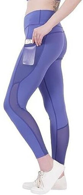 Purple Fit Ankle Length Western Wear Legging(Blue, Solid)