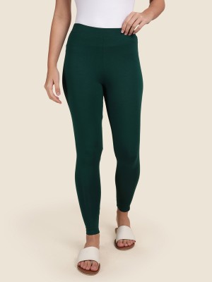 TWIN BIRDS Ankle Length  Western Wear Legging(Green, Solid)