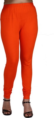 Comfort Lady Churidar Length Ethnic Wear Legging(Orange, Solid)