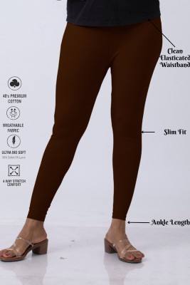 Lady Luxe Ankle Length  Ethnic Wear Legging(Brown, Solid)