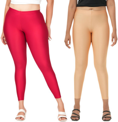 LoveiT Ankle Length Western Wear Legging(Maroon, Beige, Solid)
