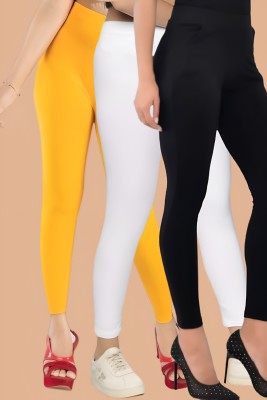 chobi star Ankle Length Ethnic Wear Legging(Yellow, Black, White, Solid)