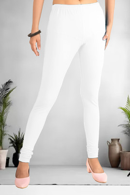 DEERHORN Churidar  Ethnic Wear Legging(White, Solid)