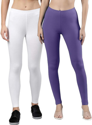 Rocksy Ankle Length Western Wear Legging(White, Purple, Solid)