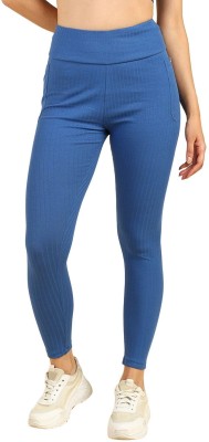 Zelena Ankle Length Maternity Wear Legging(Blue, Solid)