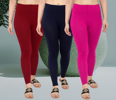 NGT Ankle Length Western Wear Legging(Maroon, Dark Blue, Pink, Solid)