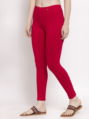 ABE Ankle Length Western Wear Legging(Red, Solid)