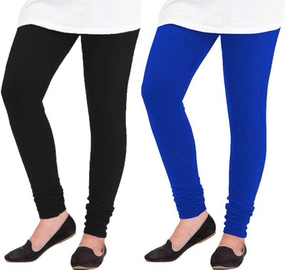 Swastik Stuffs Ankle Length Western Wear Legging(Black, Light Blue, Solid)