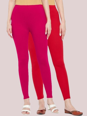 Belle Volly Ankle Length Ethnic Wear Legging(Red, Pink, Solid)