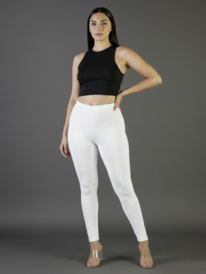 Plus Size Ankle Length  Ethnic Wear Legging(White, Solid)