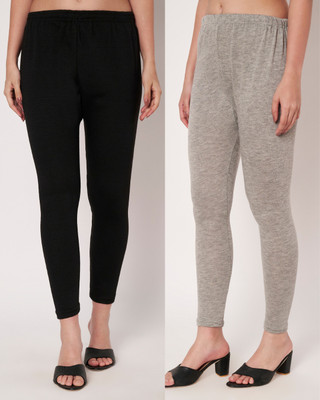 fashoraa Ankle Length Winter Wear Legging(Black, Grey, Solid)