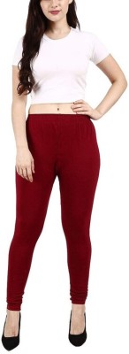 KGN FASHION Churidar  Ethnic Wear Legging(Maroon, Solid)