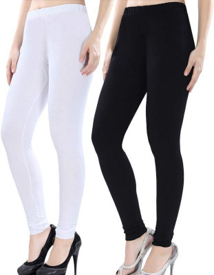 FIT FLICK Churidar  Ethnic Wear Legging(White, Black, Solid)