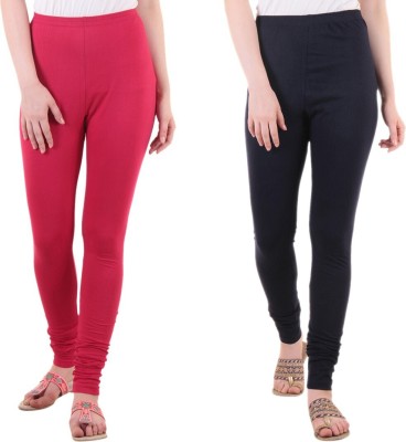 DIAZ Churidar Length Ethnic Wear Legging(Dark Blue, Pink, Solid)