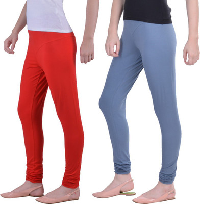 Dollar Missy Ethnic Wear Legging(Silver, Red, Solid)