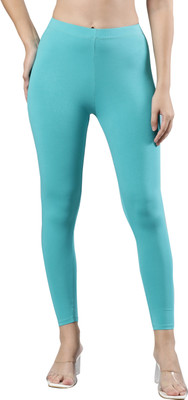 femmora 3/4th/Calf Length Ethnic Wear Legging(Light Blue, Solid)