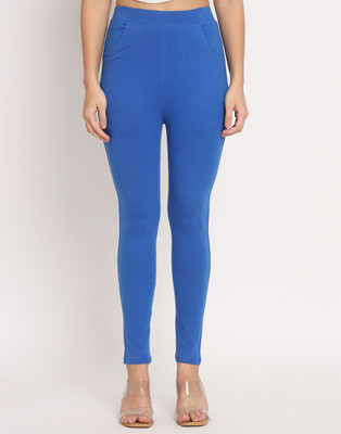 thread plus Ankle Length  Ethnic Wear Legging(Blue, Solid)